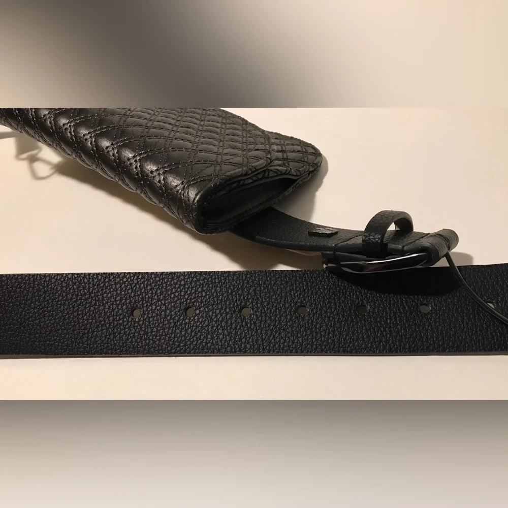 NWOT Vintage Vince Comuto Vegan Leather Belt Purse Fanny Pack Black Large 42 In